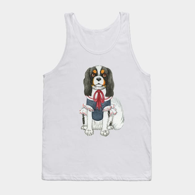 Cavalier King Charles Spaniel - Tri wearing a Blouse Tank Top by jollyinu